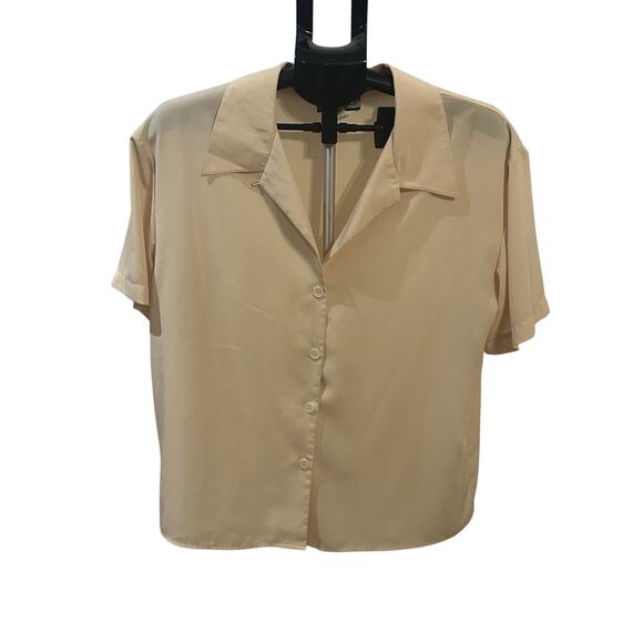 Jiggie Mode Button Up Cream Blouse Women's size L - Picture 1 of 3